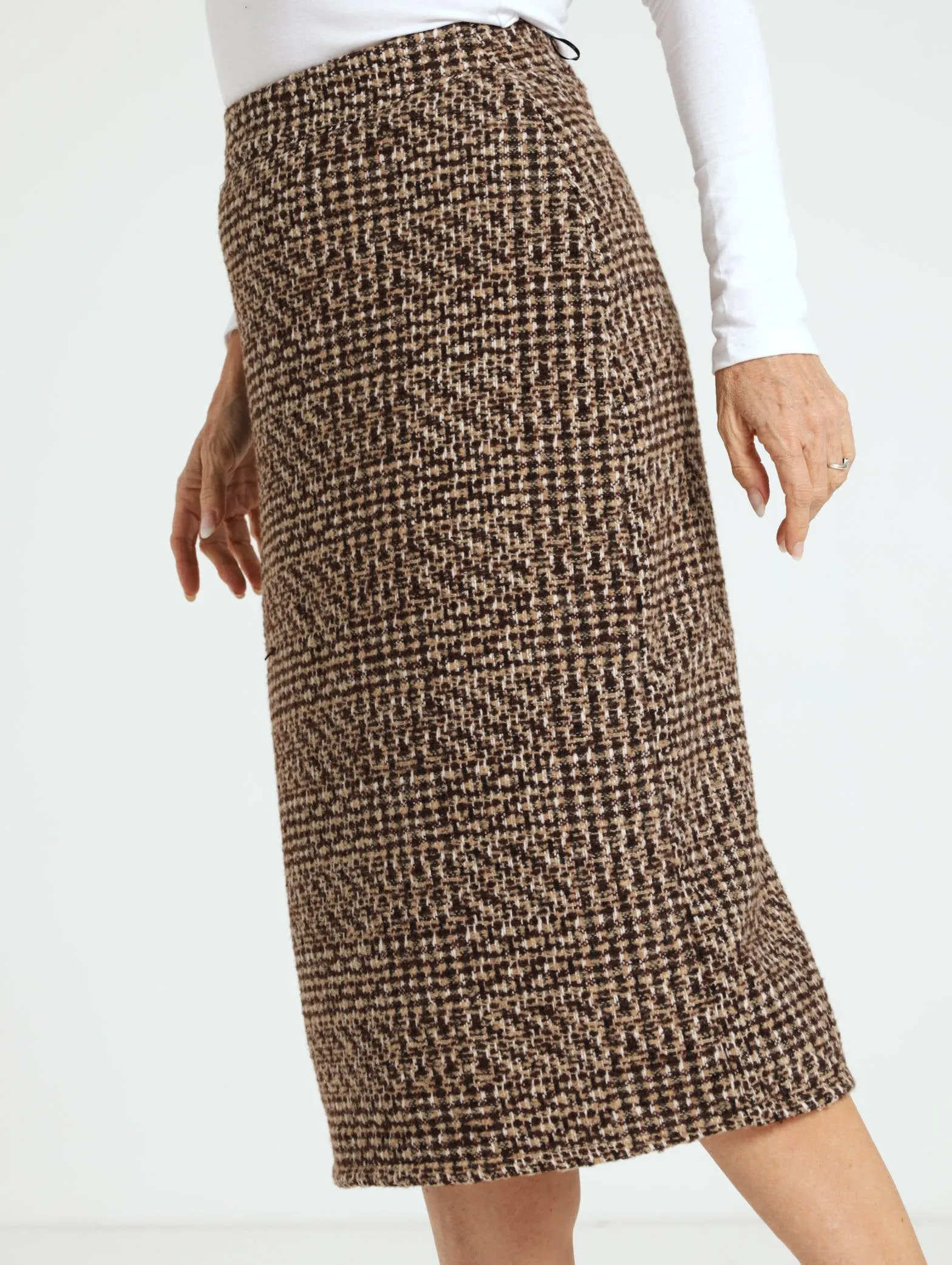 Check Pencil Skirt - Brown