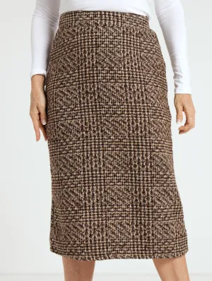 Check Pencil Skirt - Brown