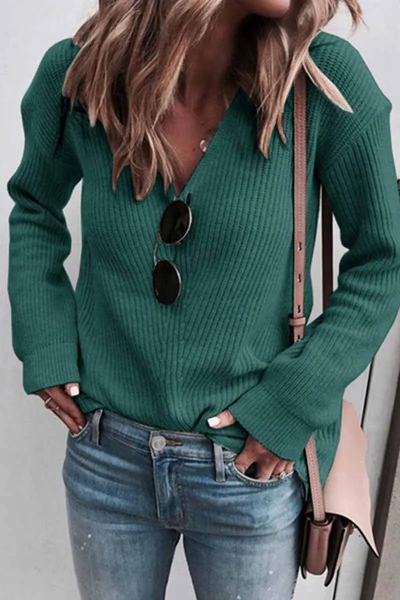 Chicindress Sexy Fashion V-neck Knitted Sweater(5 Colors)