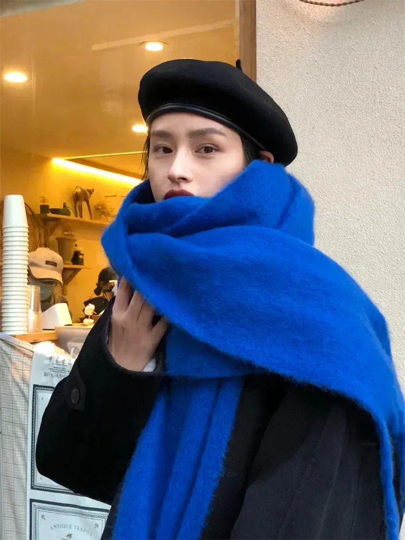 ChicWool | Feminine Thick Scarf - Warm Winter Scarf with Fringe