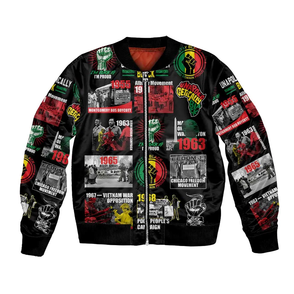 Civil Rights Movement Bomber Jacket Poster Art Black Pride DT02