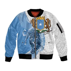 Coat of arms of Soomaaliya Sleeve Zip Bomber Jacket Leopard Skin mix Islamic Pattern LT15