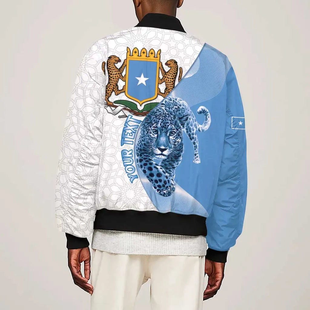 Coat of arms of Soomaaliya Sleeve Zip Bomber Jacket Leopard Skin mix Islamic Pattern LT15