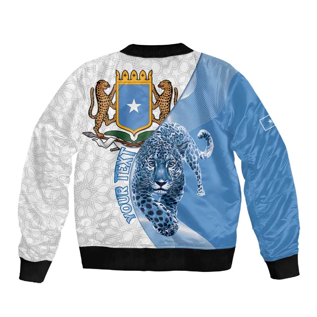 Coat of arms of Soomaaliya Sleeve Zip Bomber Jacket Leopard Skin mix Islamic Pattern LT15