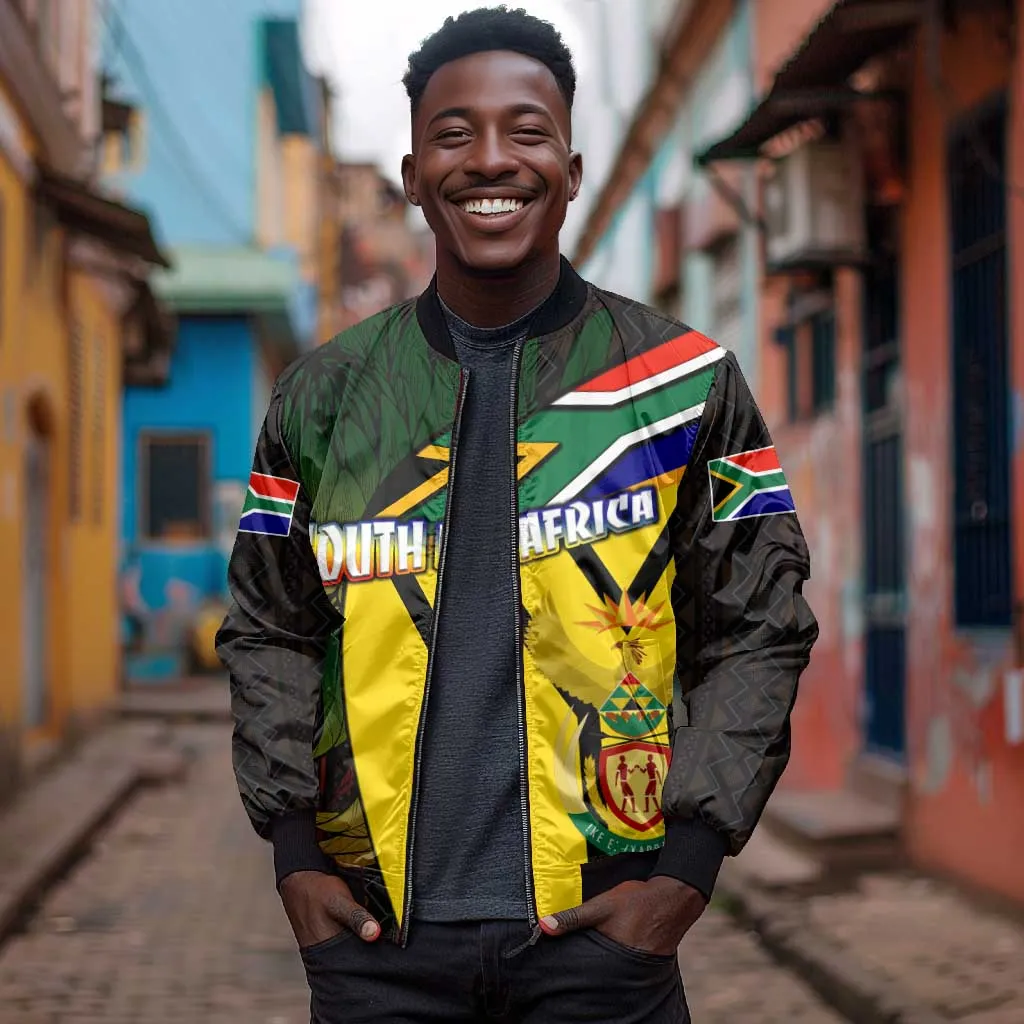 Coat Of Arms South Africa Bomber Jacket Protea Unity Heritage DT02