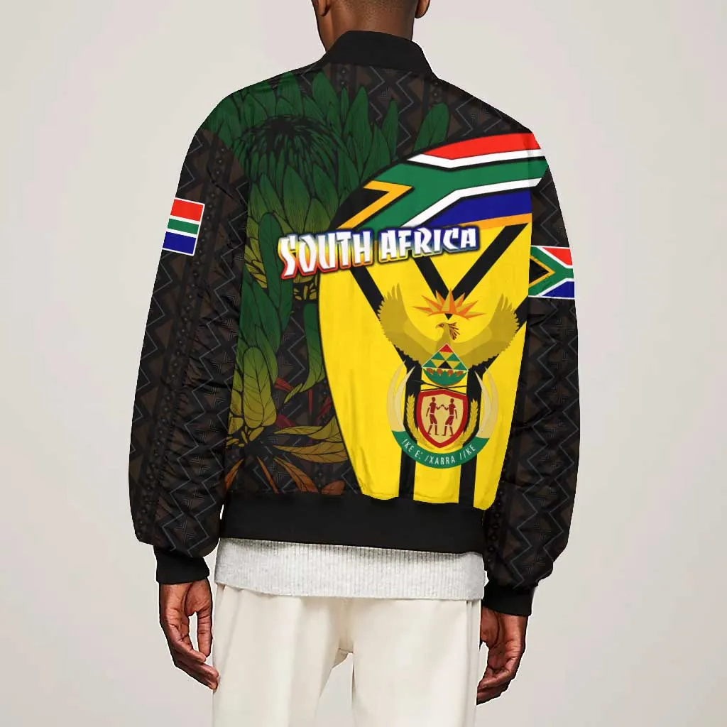 Coat Of Arms South Africa Bomber Jacket Protea Unity Heritage DT02
