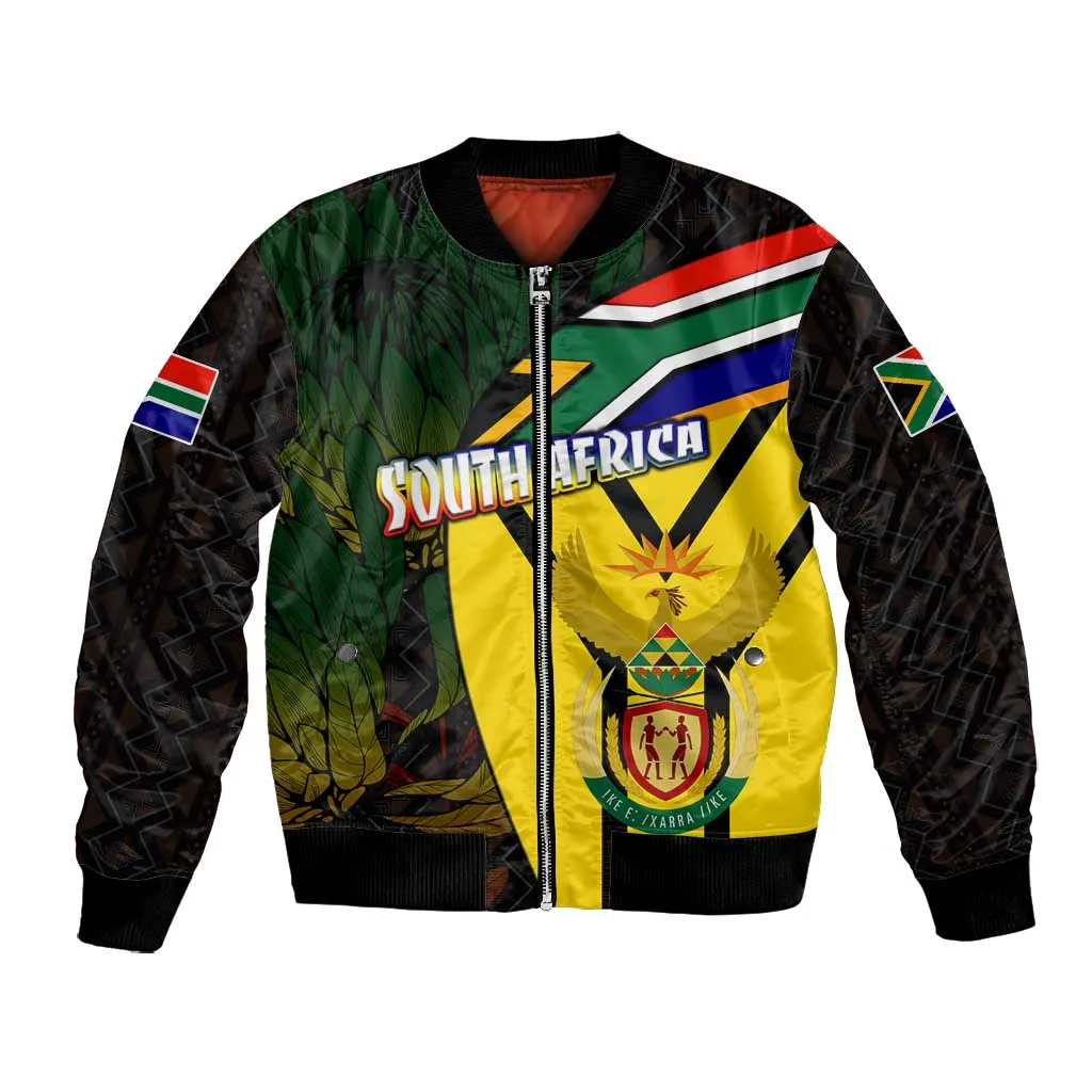 Coat Of Arms South Africa Bomber Jacket Protea Unity Heritage DT02