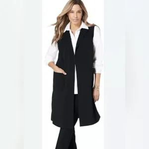 Cocogio Made in Italy Merino Wool blend sleeveless duster black size: S/M