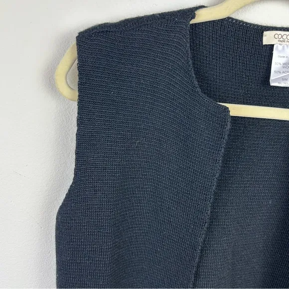 Cocogio Made in Italy Merino Wool blend sleeveless duster black size: S/M