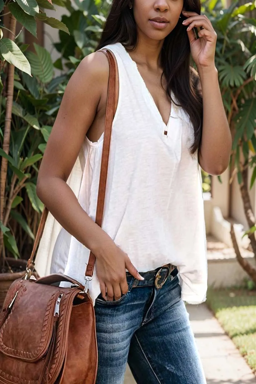 comfort sleeveless v neck tank top in solid colors
