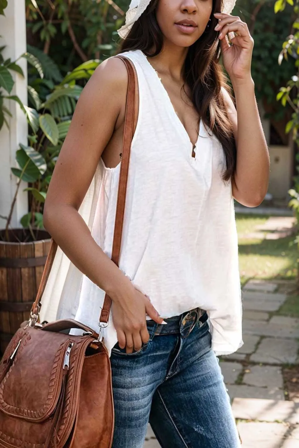 comfort sleeveless v neck tank top in solid colors