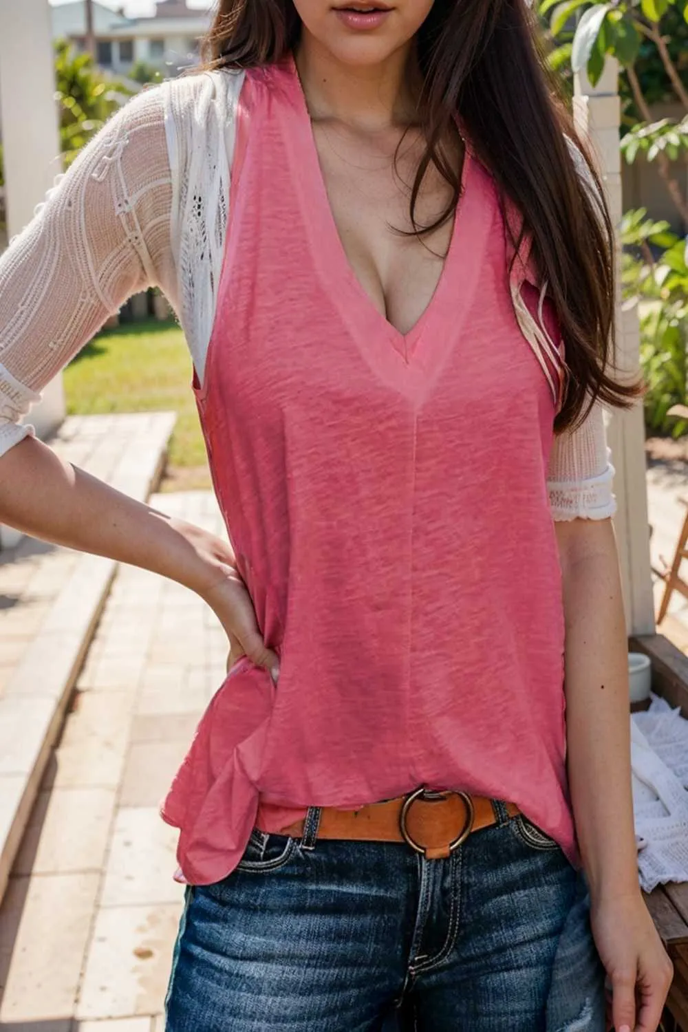 comfort sleeveless v neck tank top in solid colors