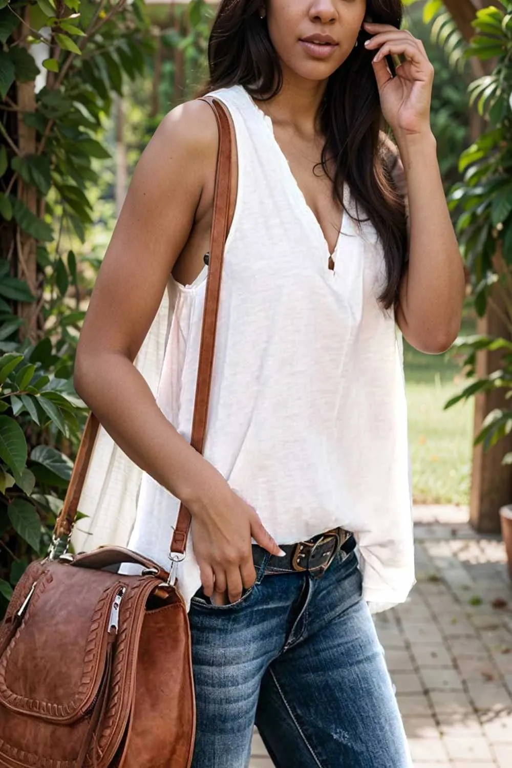 comfort sleeveless v neck tank top in solid colors