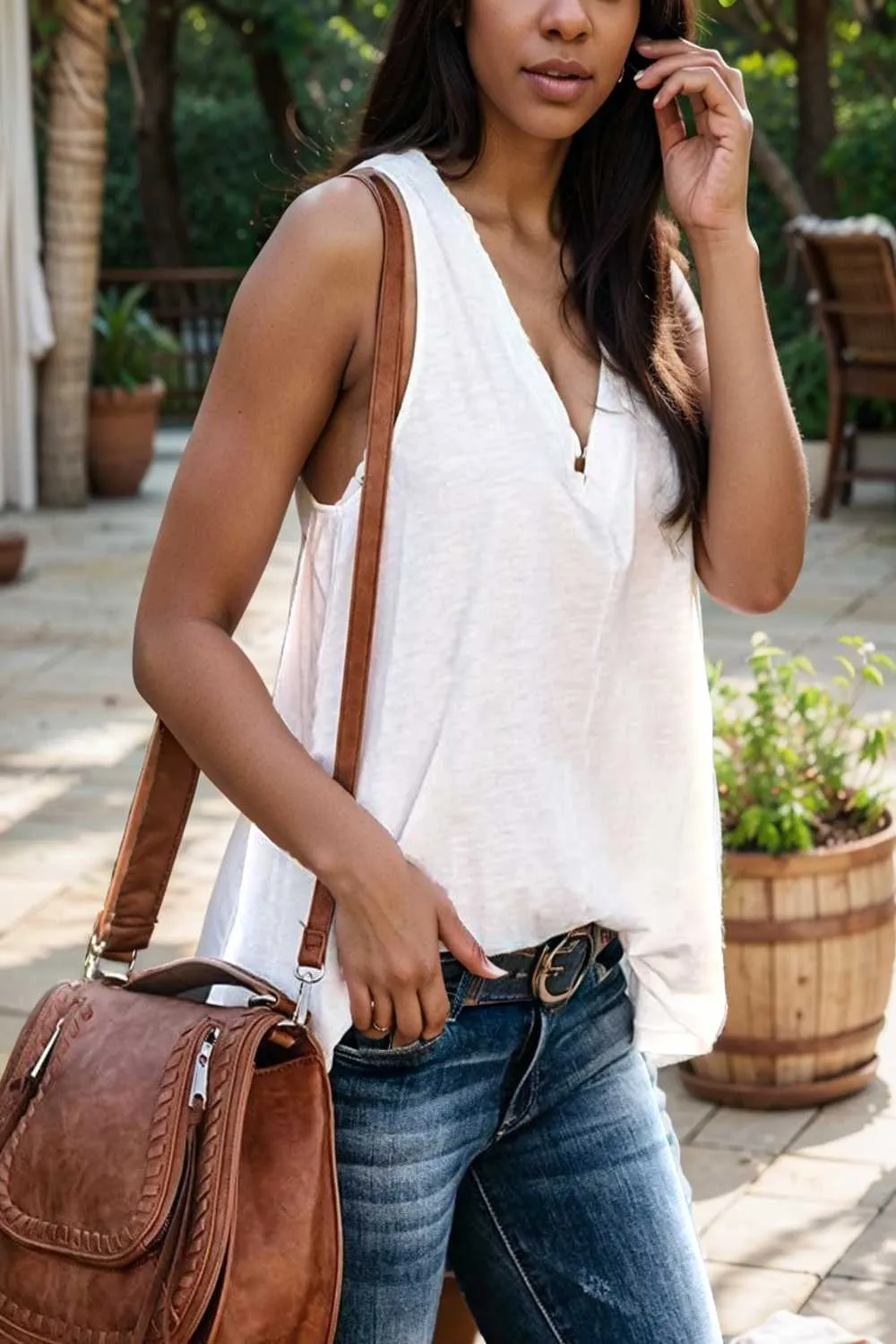 comfort sleeveless v neck tank top in solid colors