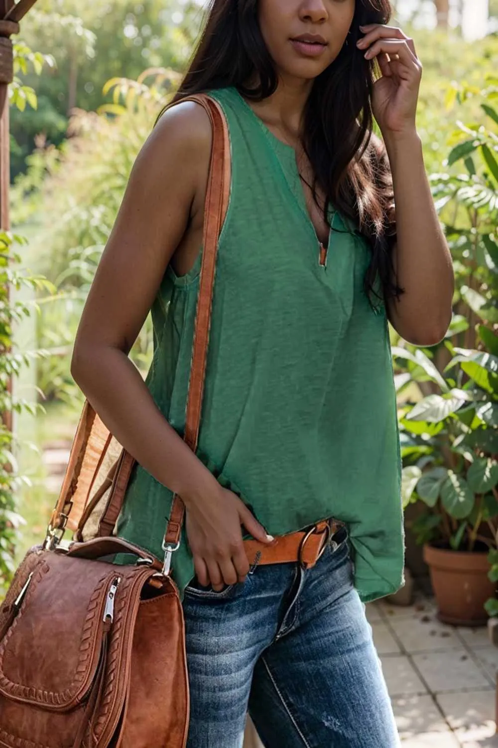 comfort sleeveless v neck tank top in solid colors