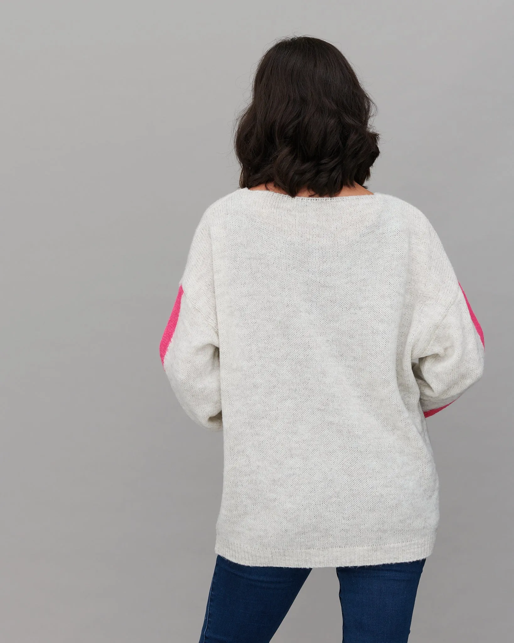 Contrast Stripe V-Neck Jumper