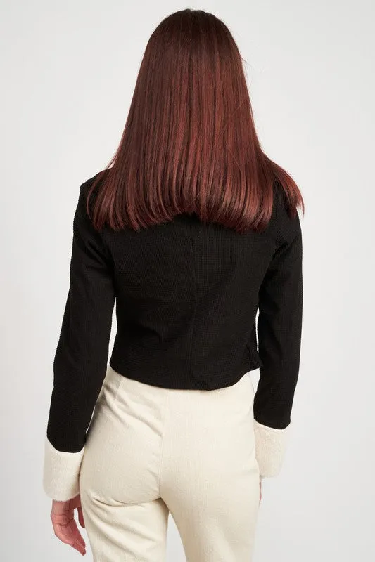 Contrasted Collar and Cuff Jacket