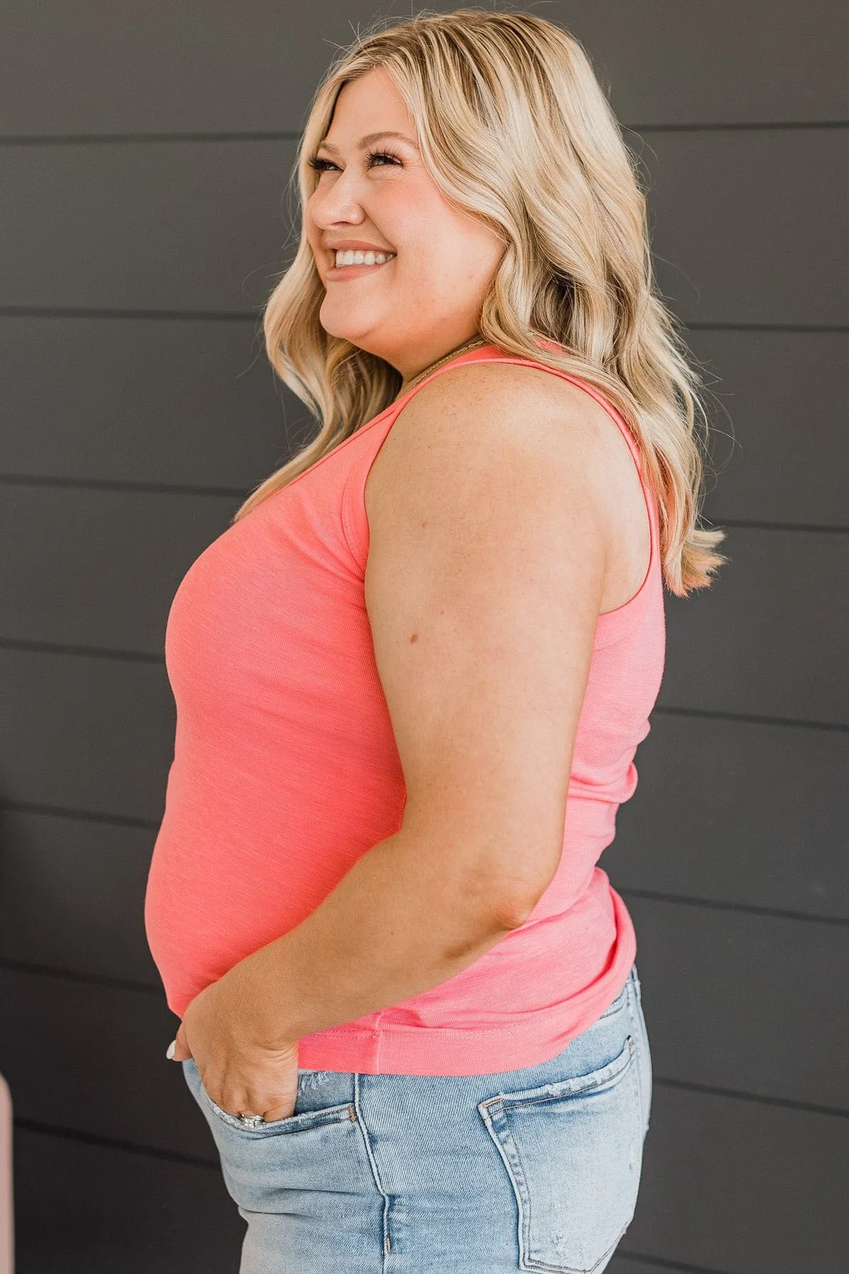 Counting Blessings V-Neck Tank Top- Pink
