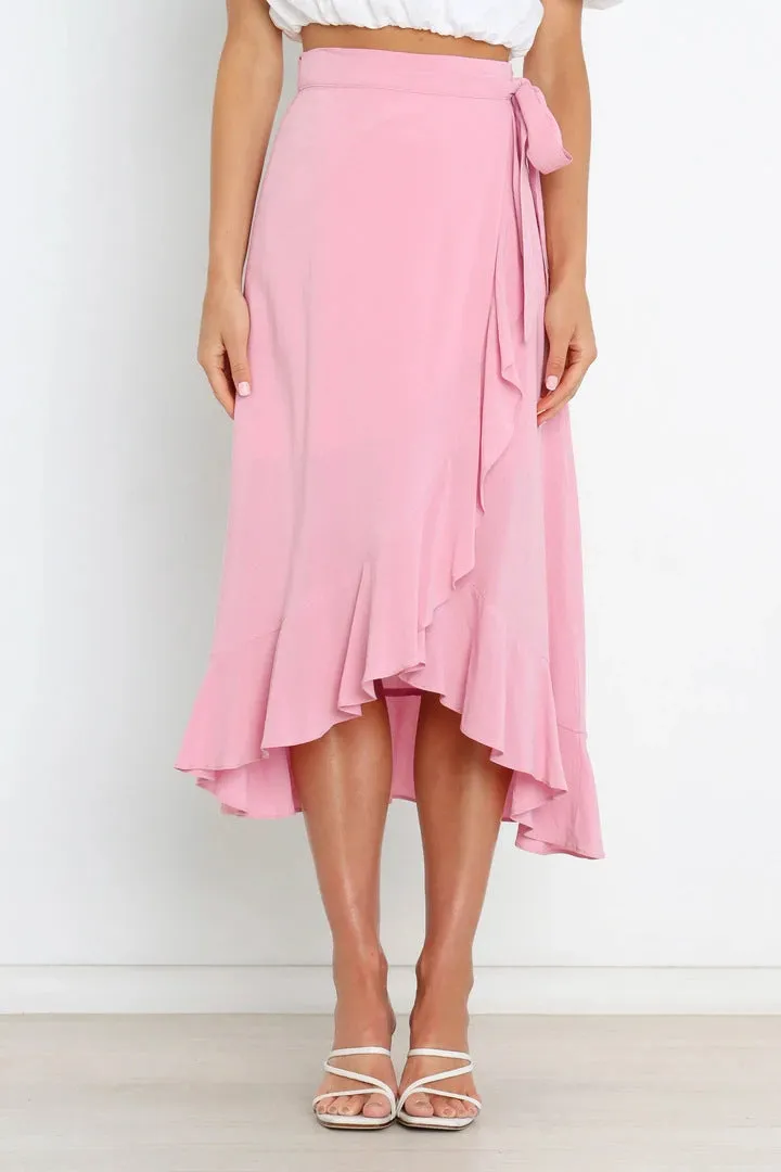 Creamtopmall One Piece Tie Irregular Hip Pack Solid Color Skirt