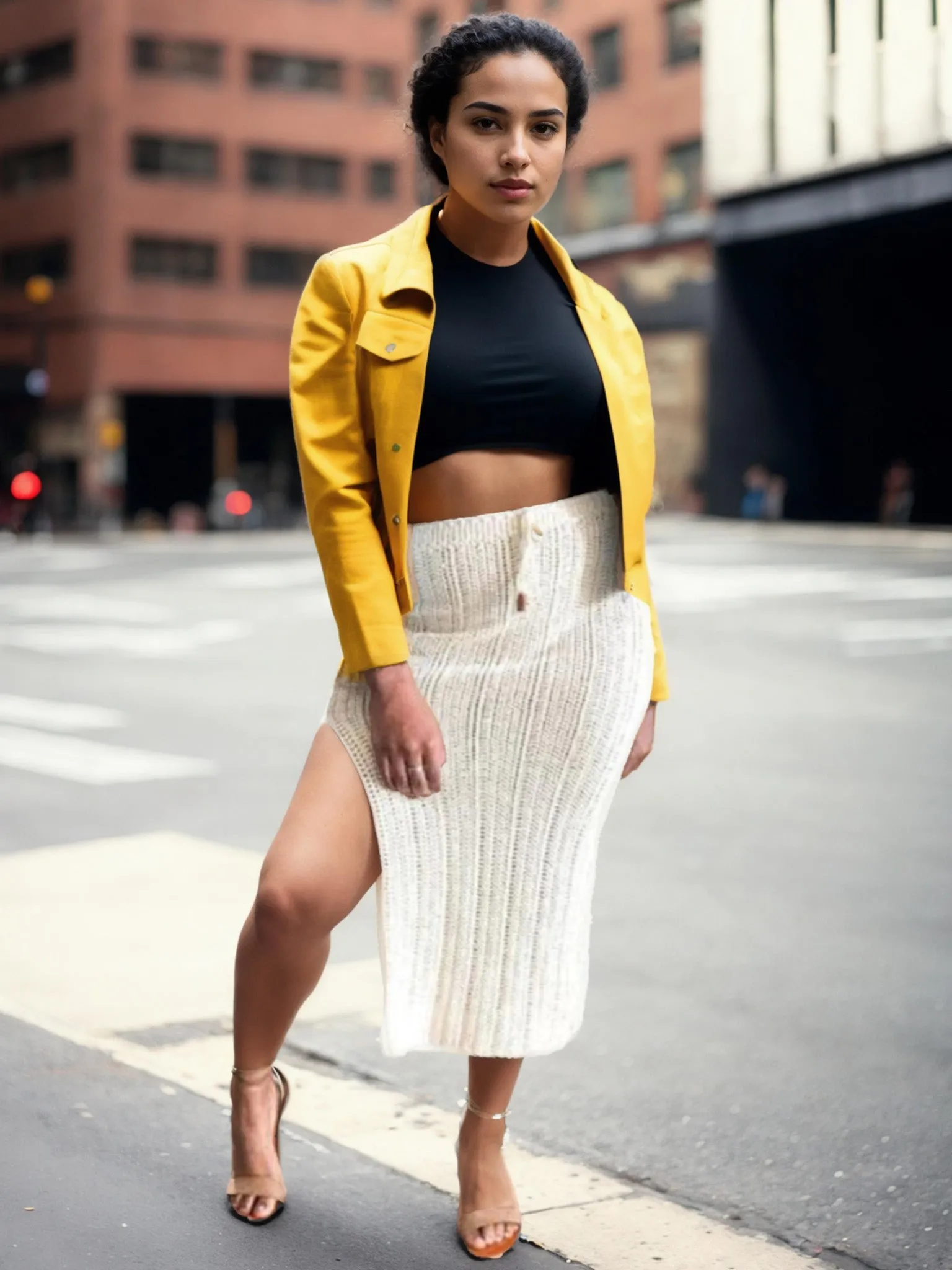 Creamy Sassy Slit Midi Skirt