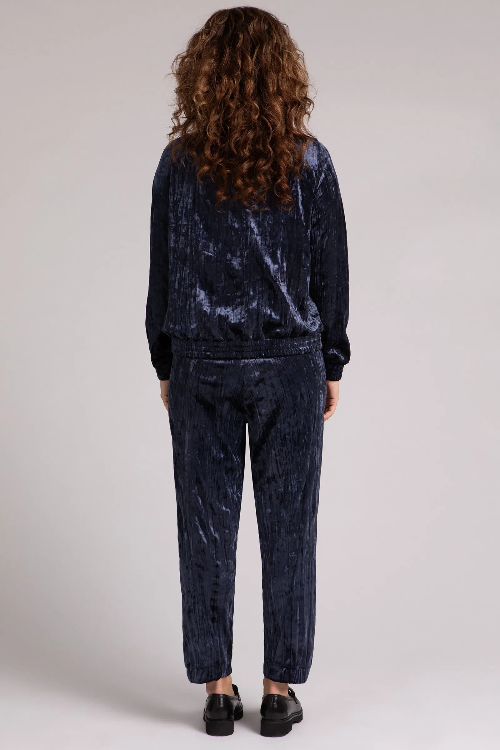 Crinkle Velvet Zip Front Warm Up