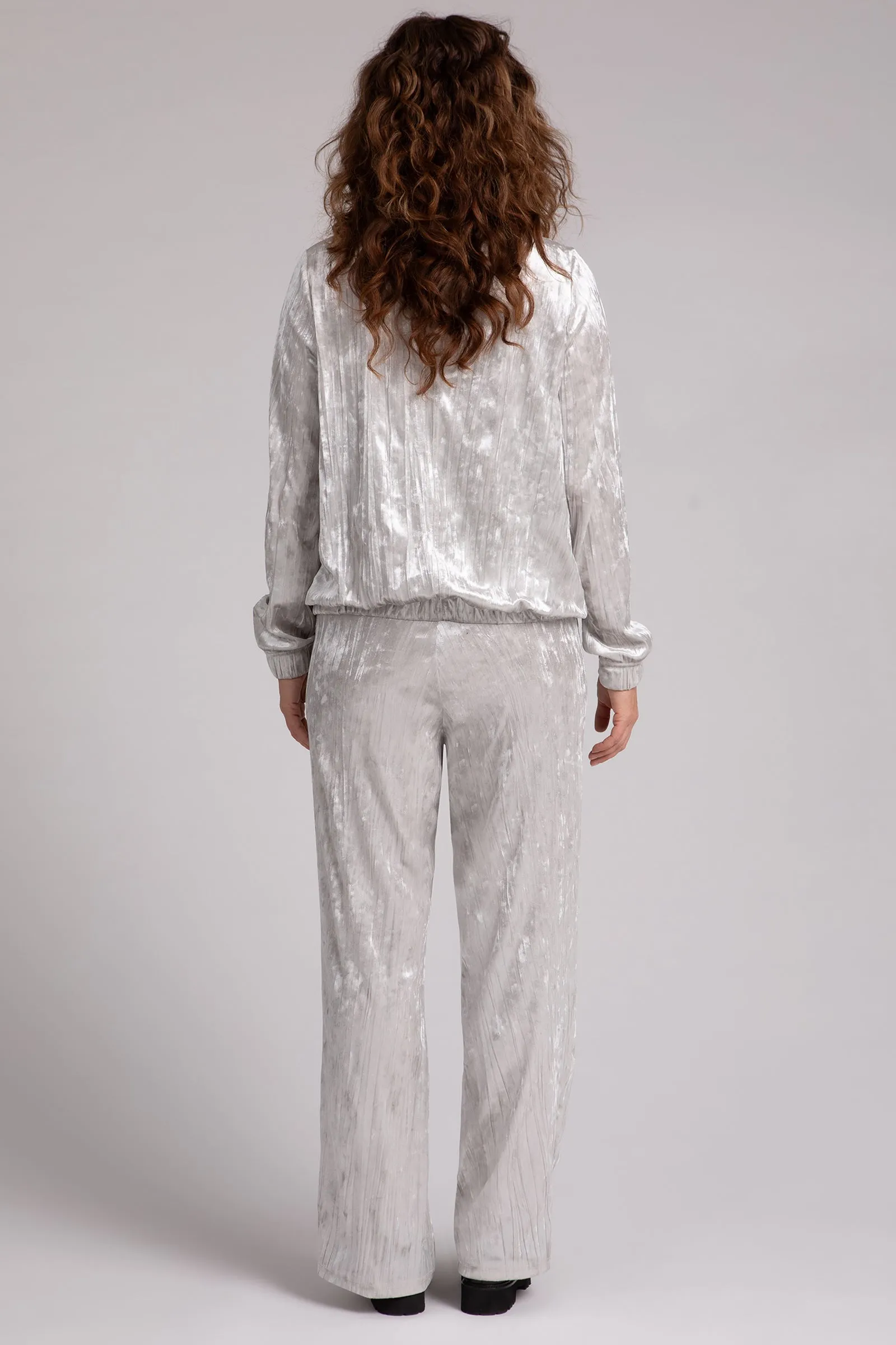 Crinkle Velvet Zip Front Warm Up