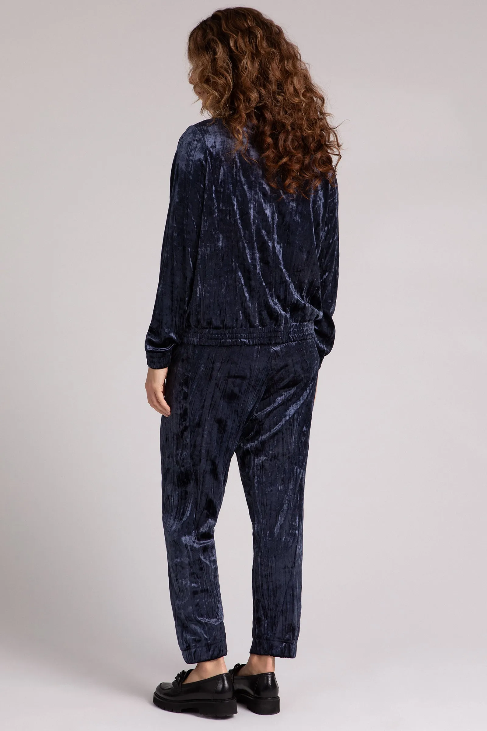 Crinkle Velvet Zip Front Warm Up
