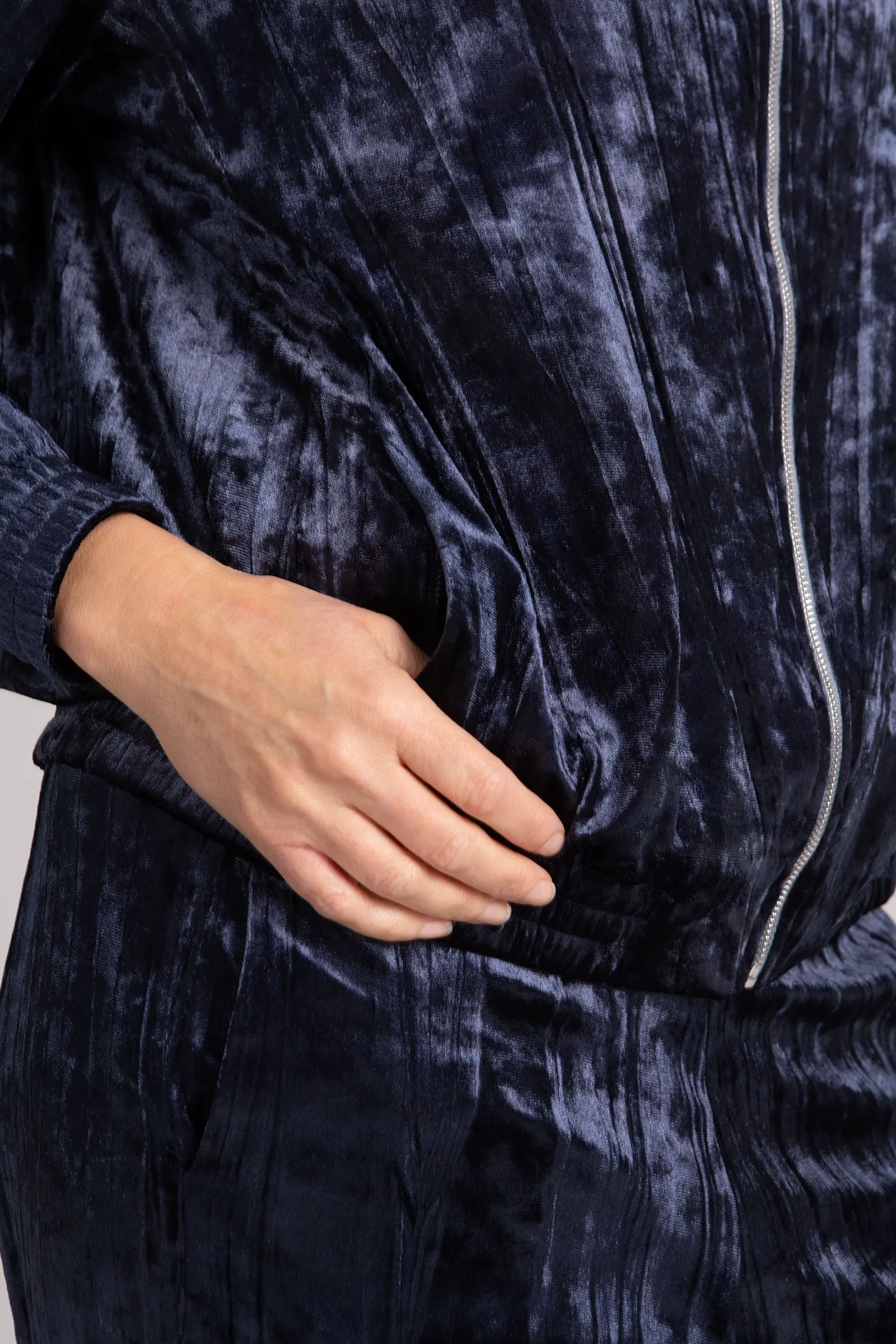 Crinkle Velvet Zip Front Warm Up