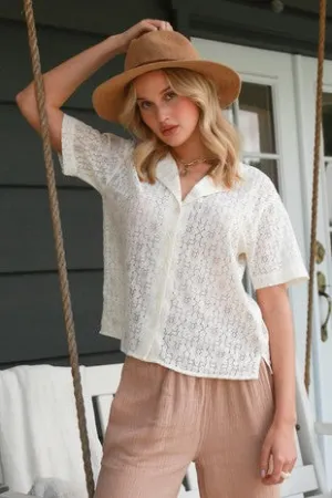 Crochet Lace Button Down Shirt