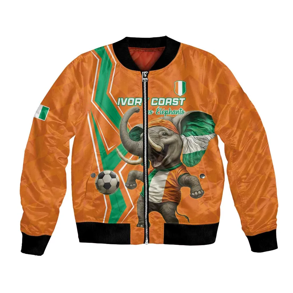 Custom Afro Ivory Coast Football Bomber Jacket Go Champions LT15