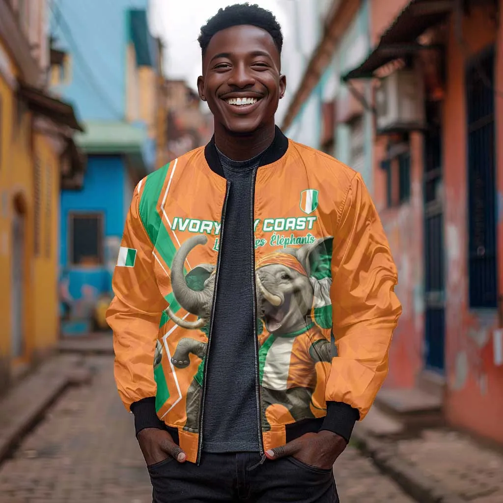 Custom Afro Ivory Coast Football Bomber Jacket Go Champions LT15