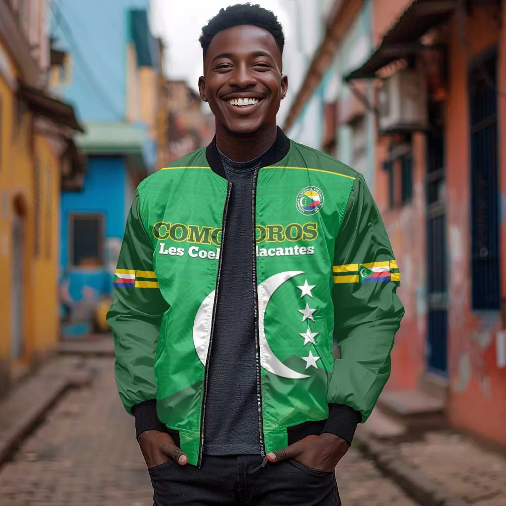 Custom Comoros Football Bomber Jacket Allez Les Coelacantes LT14