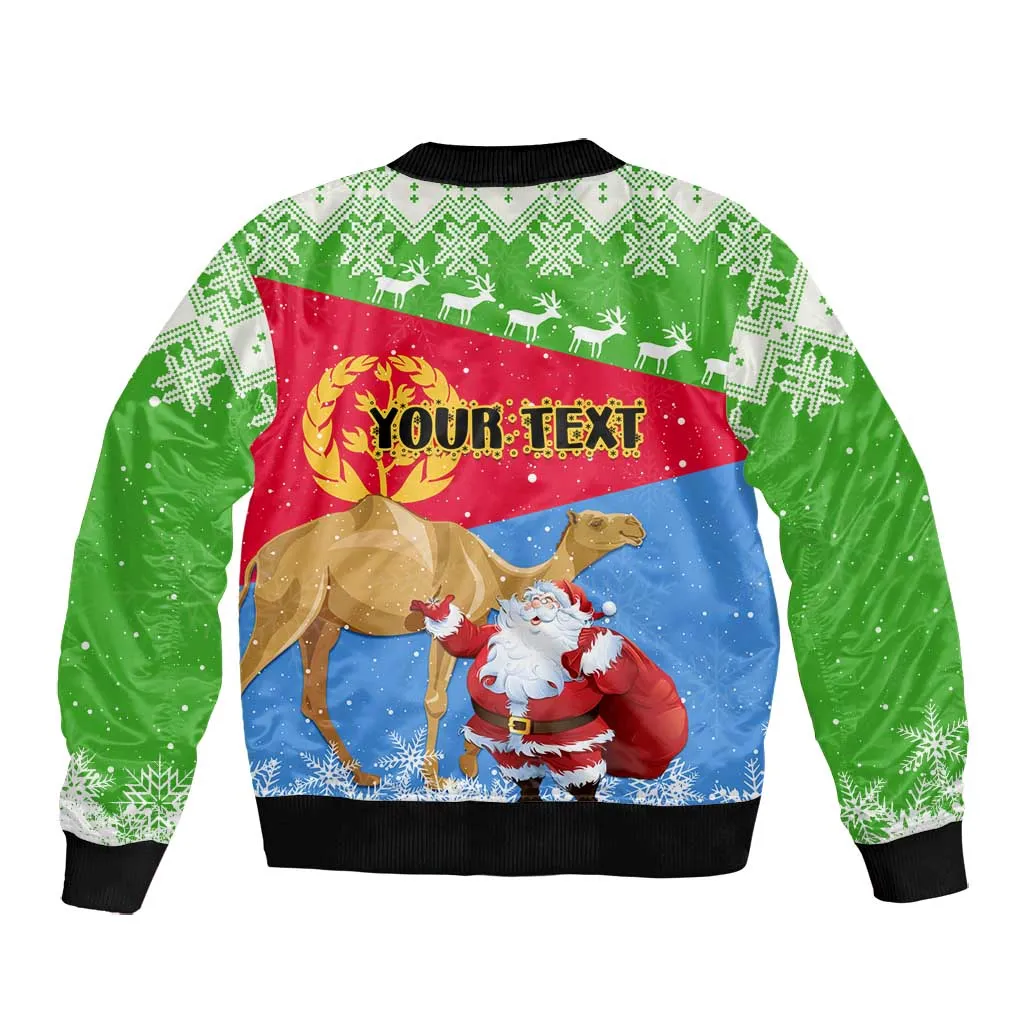 Custom Eritrea Christmas Bomber Jacket with Santa Claus and Dromedary Camel LT01