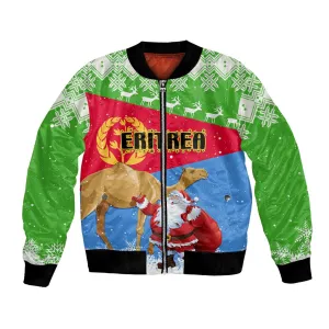 Custom Eritrea Christmas Bomber Jacket with Santa Claus and Dromedary Camel LT01