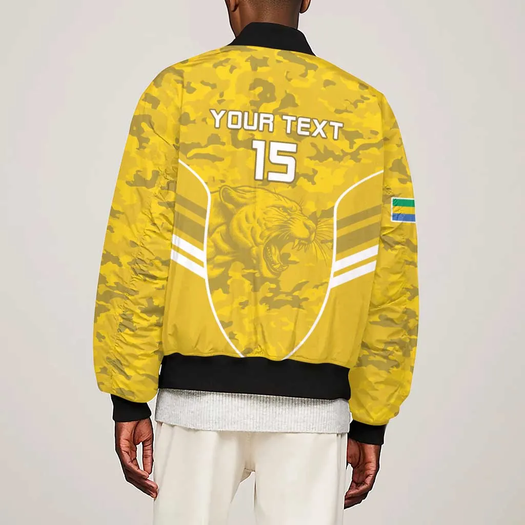 Custom Gabon Football Sleeve Zip Bomber Jacket Go Les Pantheres LT15