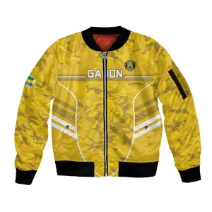 Custom Gabon Football Sleeve Zip Bomber Jacket Go Les Pantheres LT15