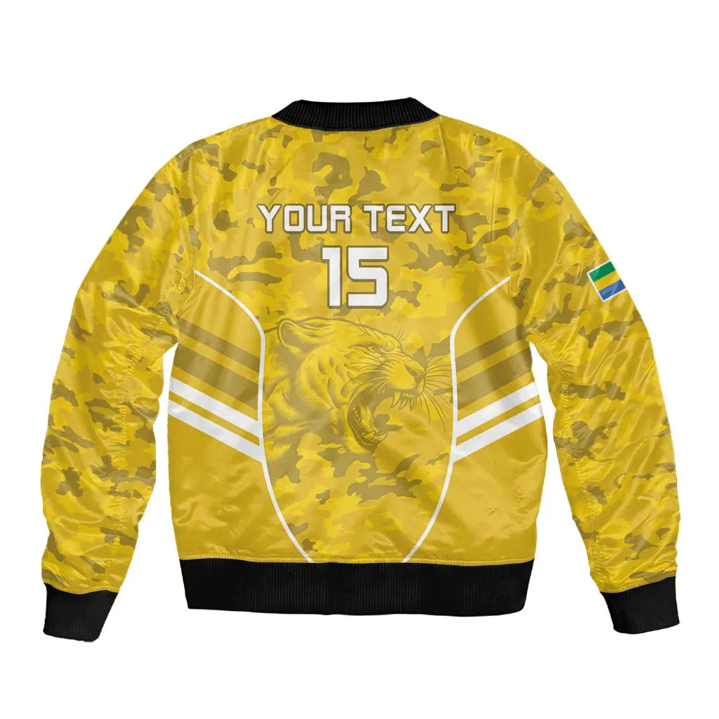 Custom Gabon Football Sleeve Zip Bomber Jacket Go Les Pantheres LT15
