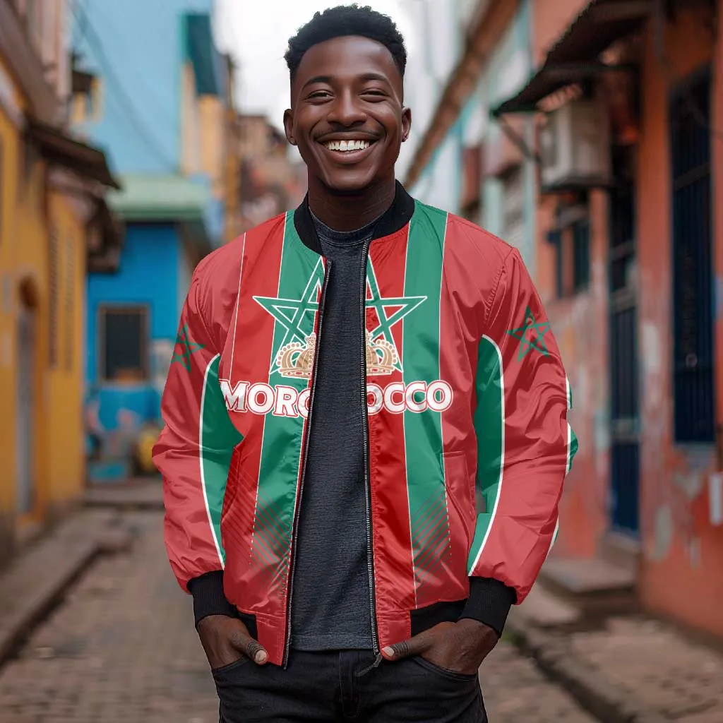 Custom Morocco Football Bomber Jacket Nations Cup 2024 Atlas Lions LT7