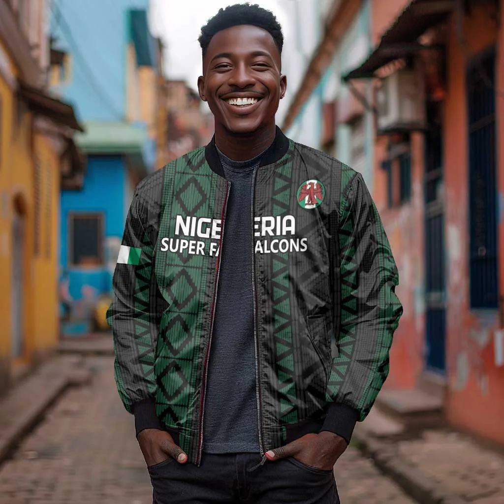 Custom Nigeria Football Bomber Jacket Go Super Falcons African Pattern LT14