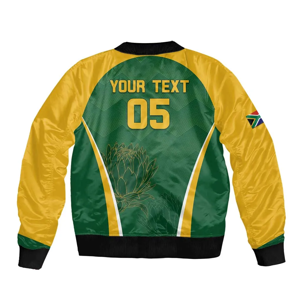 Custom South Africa Cricket Bomber Jacket Go Champions Protea Pattern LT05
