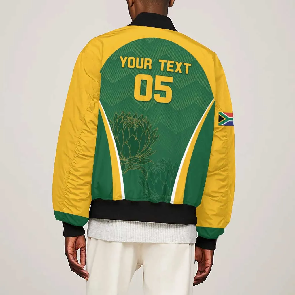 Custom South Africa Cricket Bomber Jacket Go Champions Protea Pattern LT05