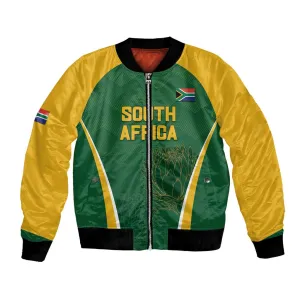 Custom South Africa Cricket Bomber Jacket Go Champions Protea Pattern LT05