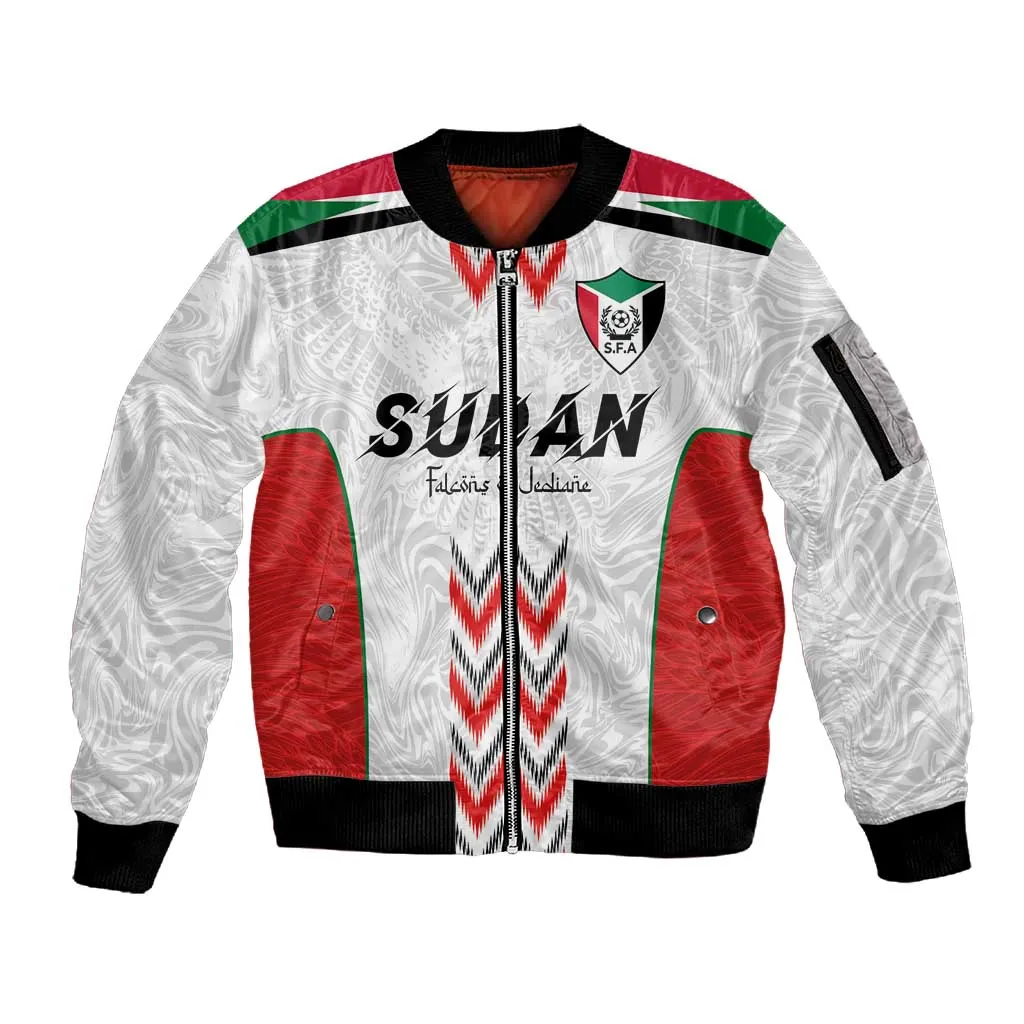 Custom Sudan Football Sleeve Zip Bomber Jacket Wings of Victory - Go Falcons of Jediane LT03