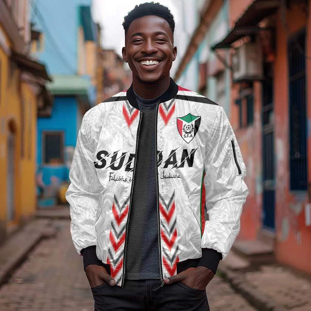 Custom Sudan Football Sleeve Zip Bomber Jacket Wings of Victory - Go Falcons of Jediane LT03