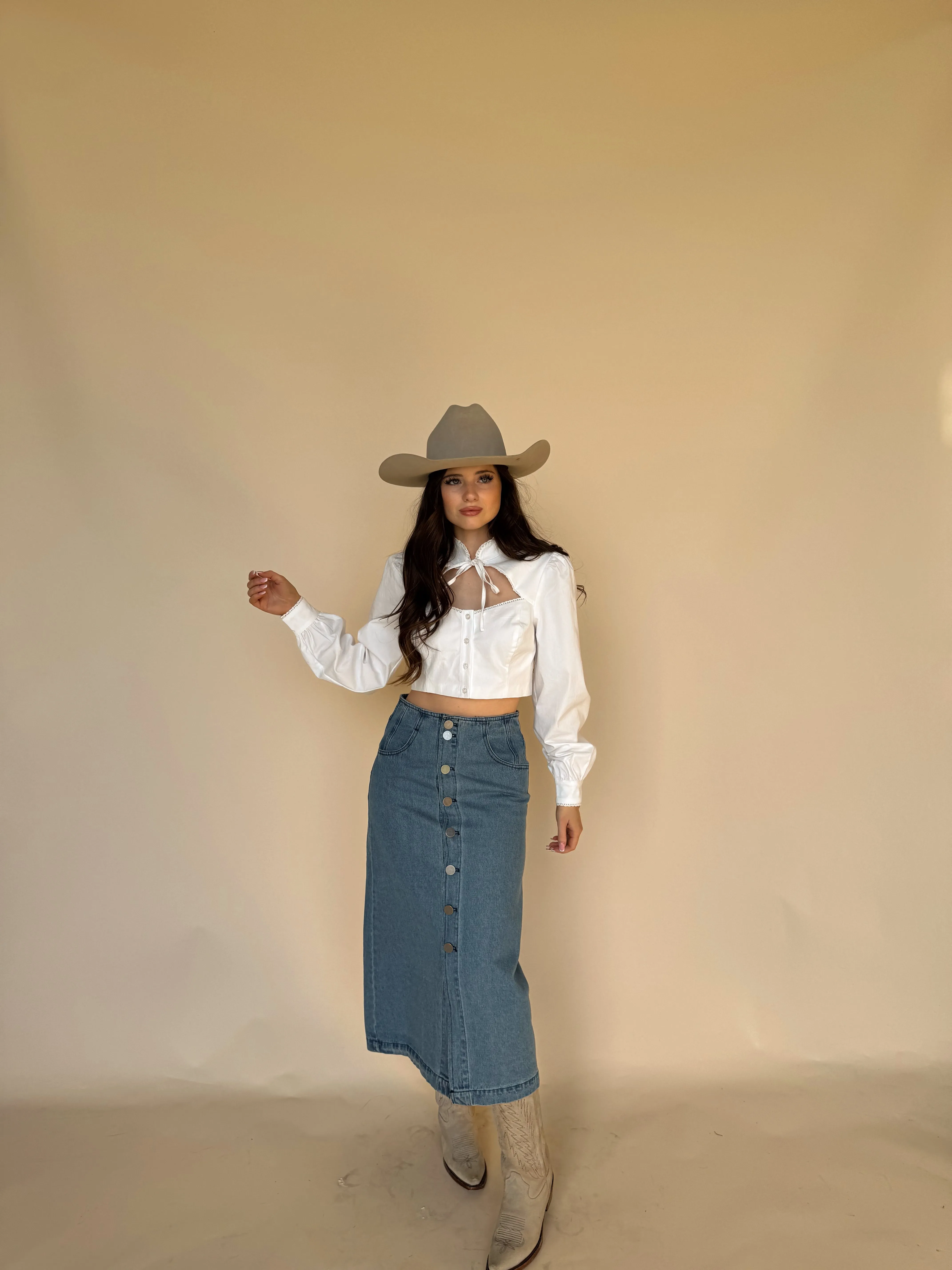 Denim Button Midi