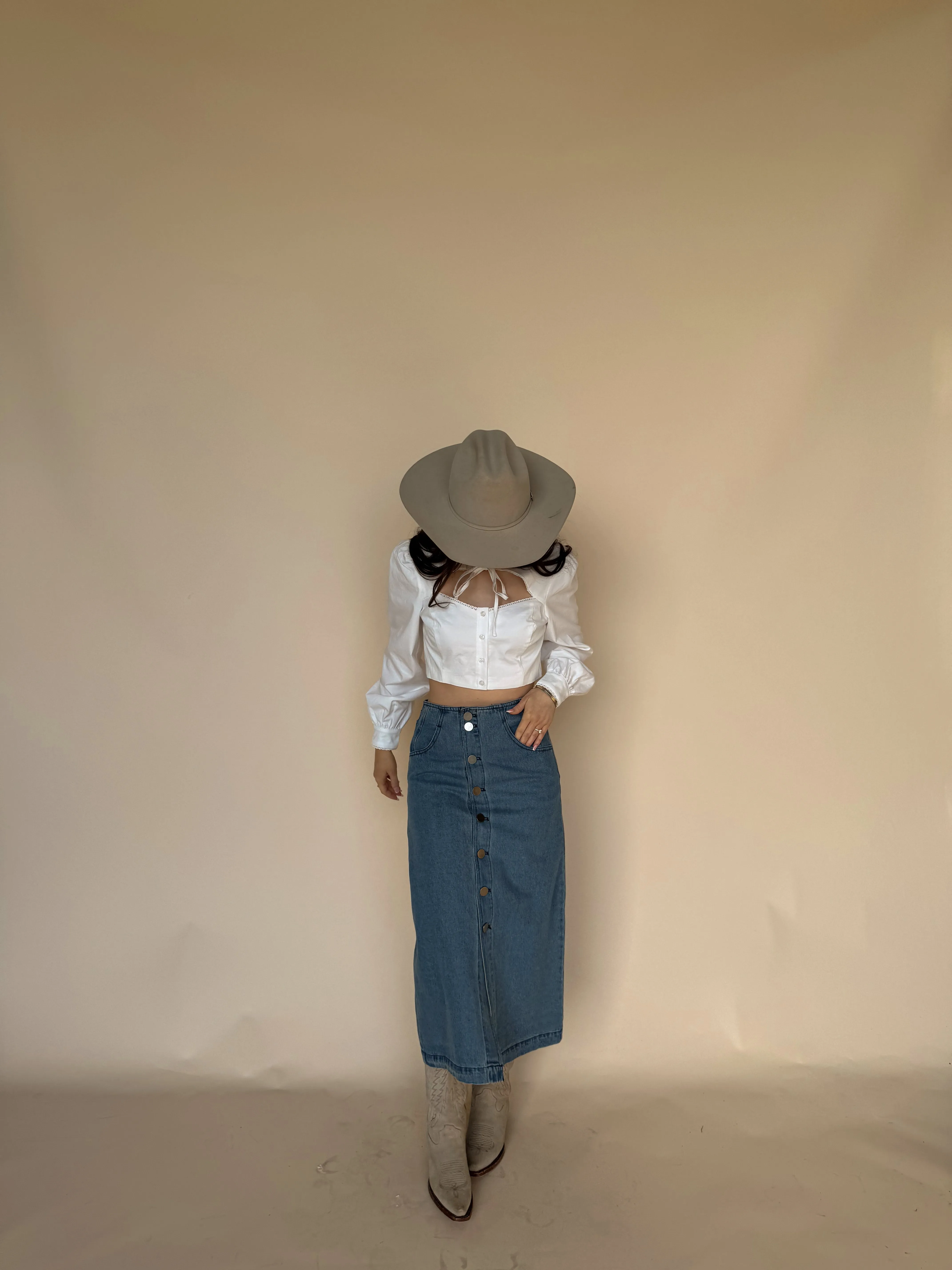 Denim Button Midi