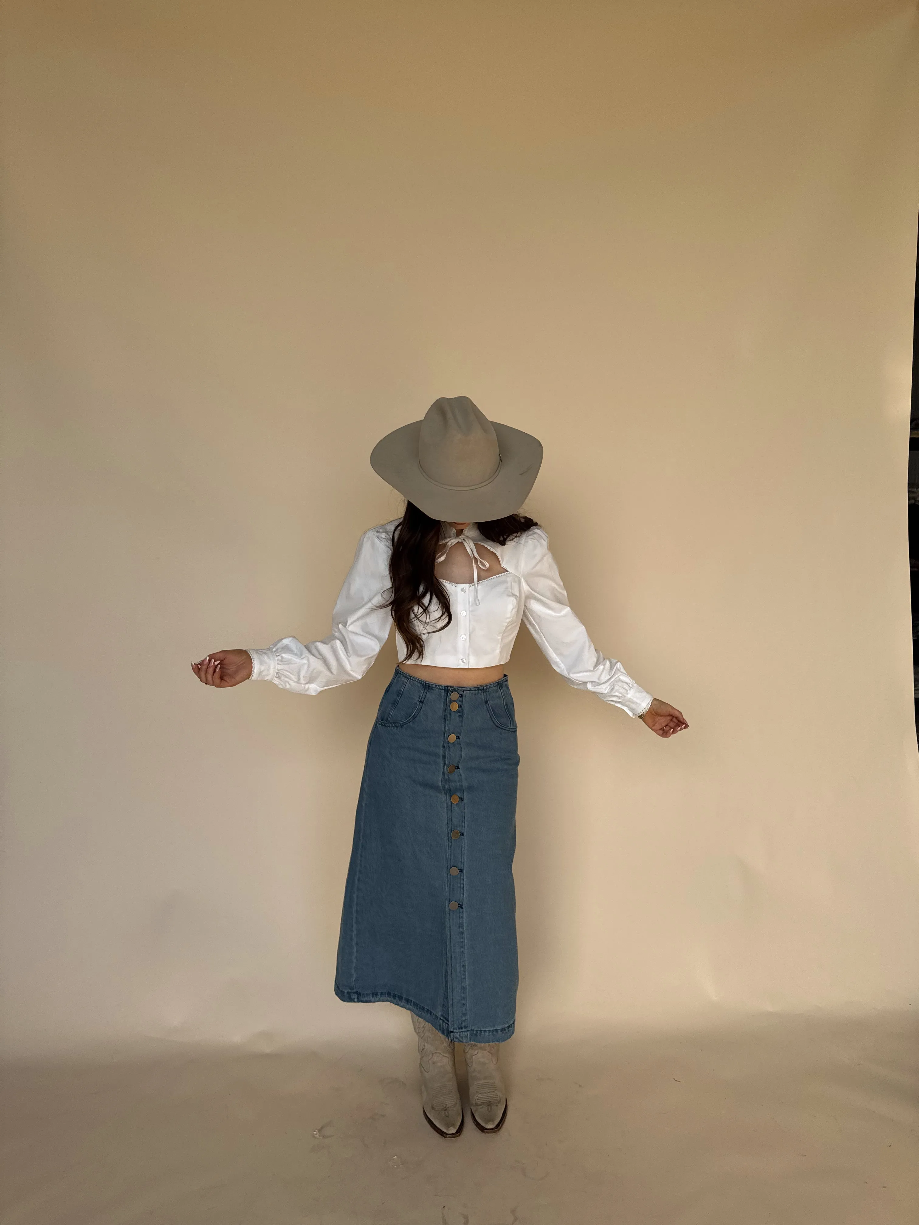 Denim Button Midi