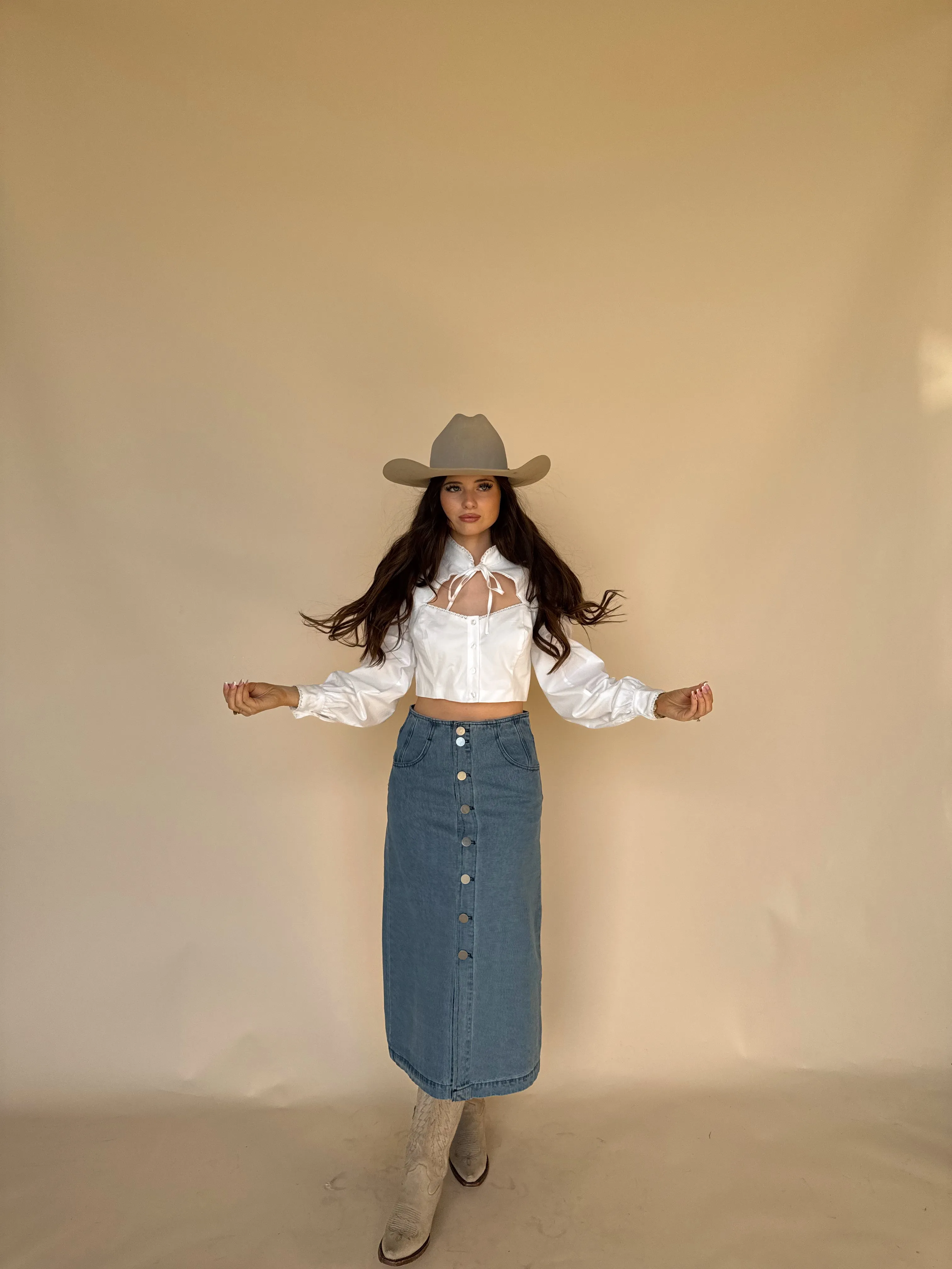 Denim Button Midi