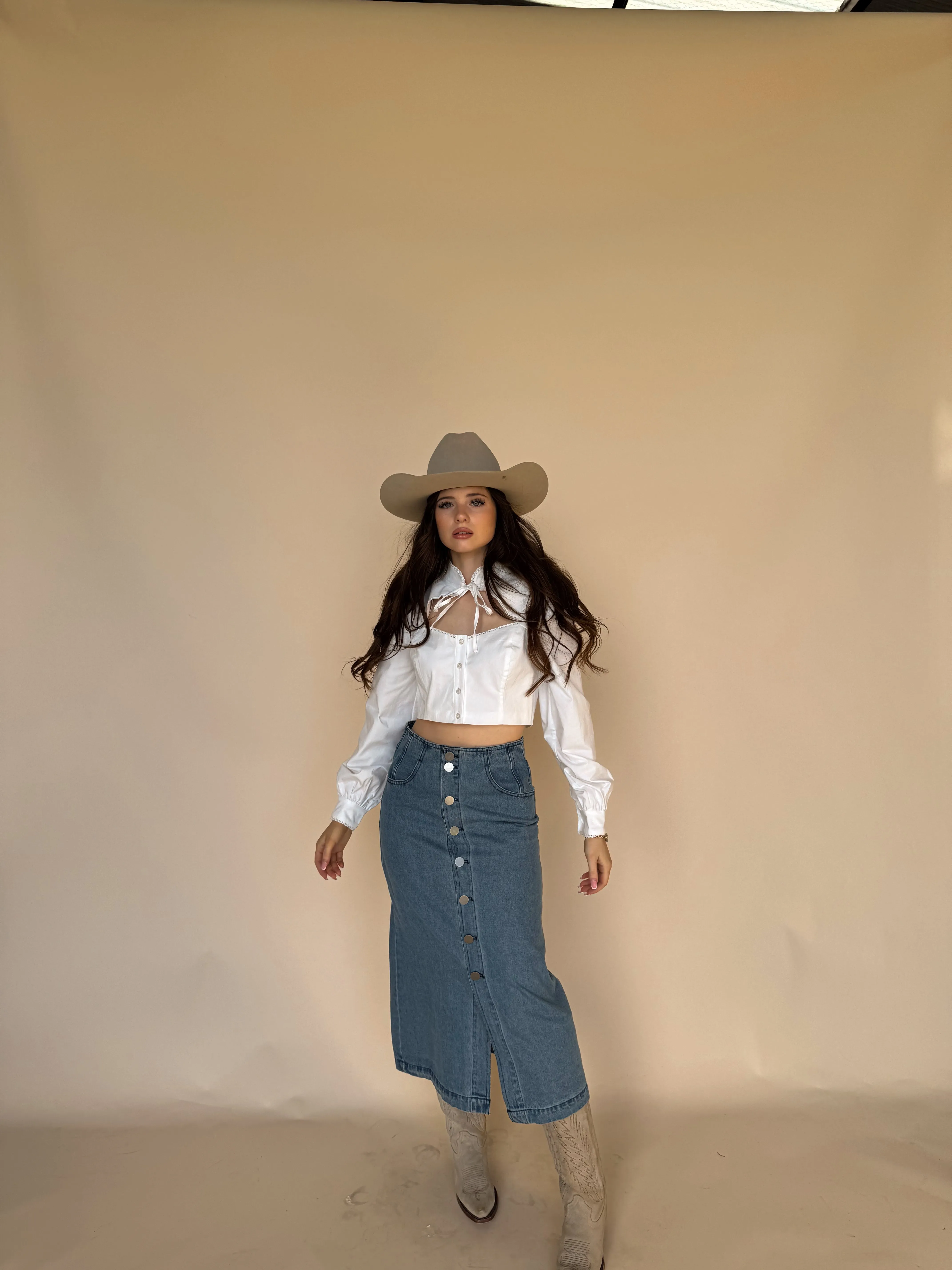 Denim Button Midi