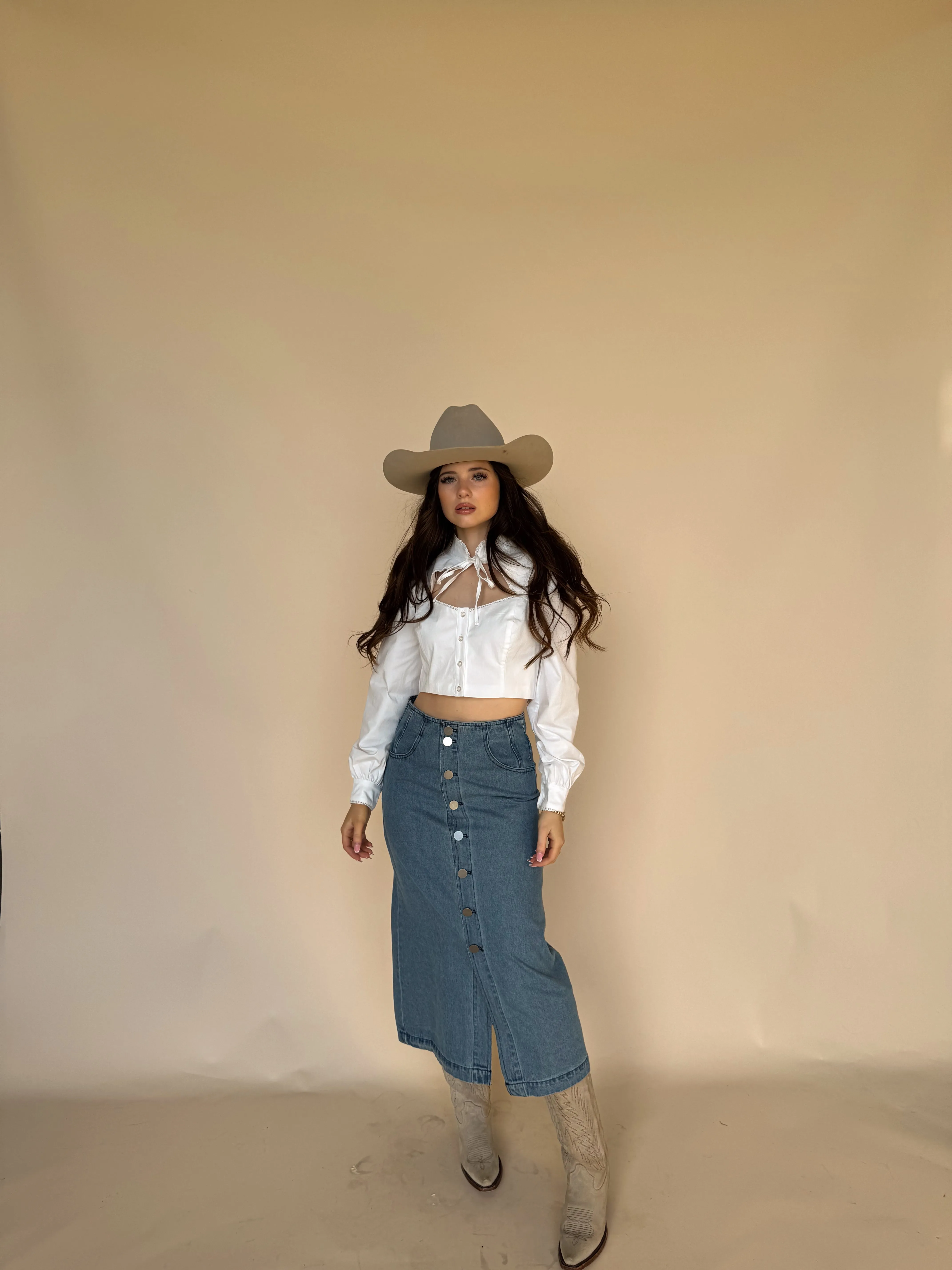 Denim Button Midi